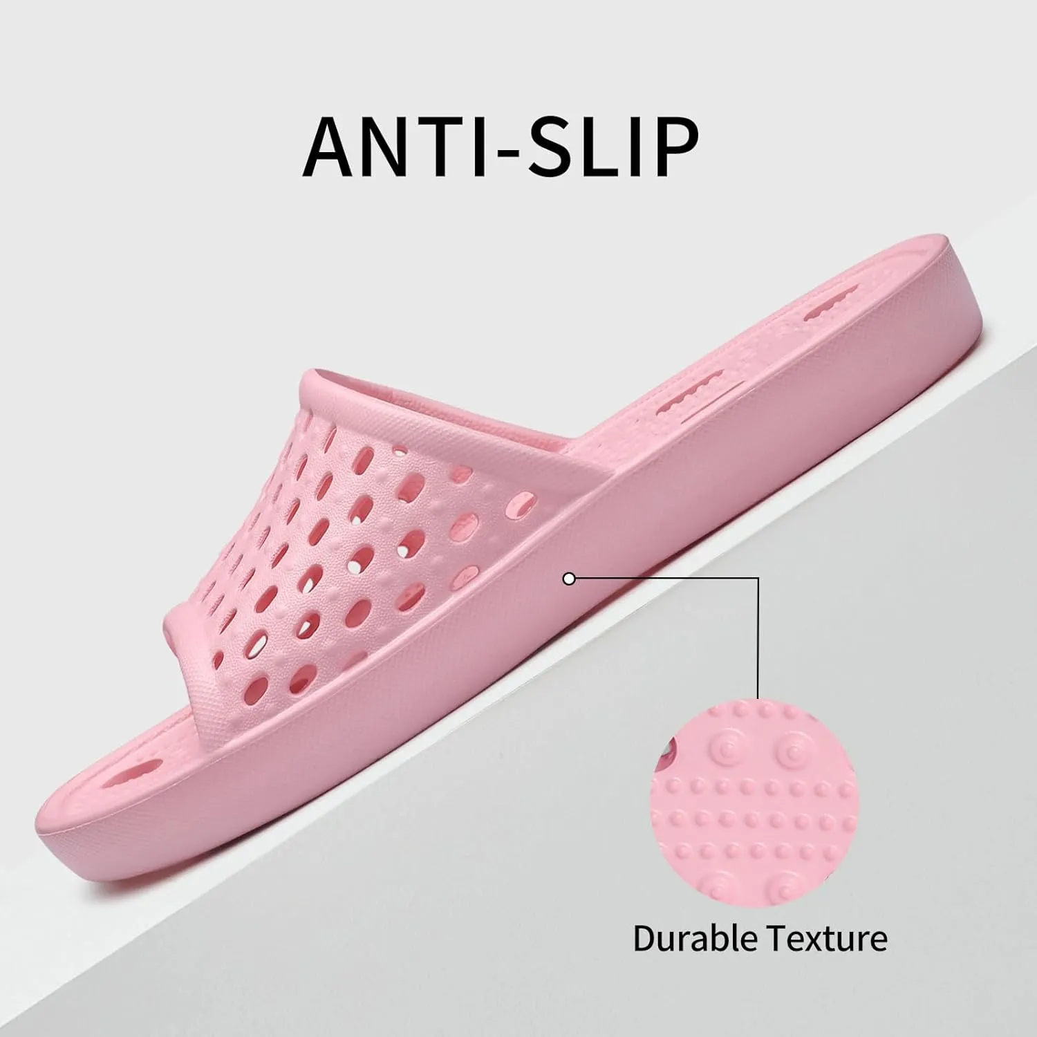 Litfun Shower Shoes for Women Non-Slip Quick Dry Shower Slippers Lightweight Pool Sandals with Drain Holes for College Dorm, Beach, Bathroom & Gym