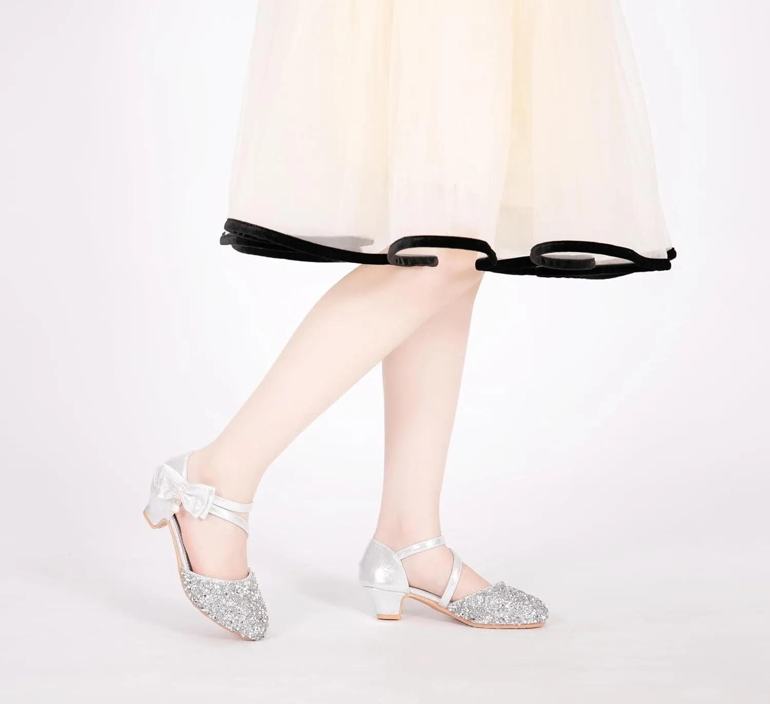 Little Kids Girls Dress Shoes Mary Jane Wedding Party Shoes Glitter Bridesmaids Princess Heels Sandals(Toddler/Little Kid)