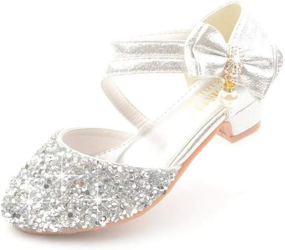 Little Kids Girls Dress Shoes Mary Jane Wedding Party Shoes Glitter Bridesmaids Princess Heels Sandals(Toddler/Little Kid)