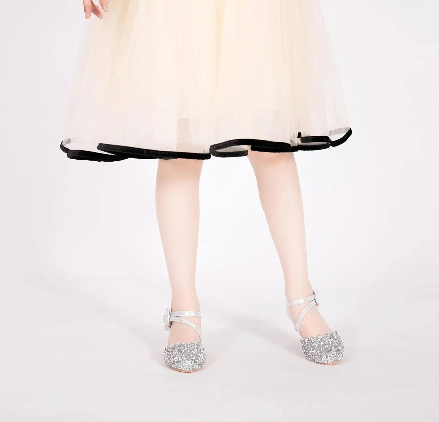 Little Kids Girls Dress Shoes Mary Jane Wedding Party Shoes Glitter Bridesmaids Princess Heels Sandals(Toddler/Little Kid)