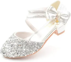 Little Kids Girls Dress Shoes Mary Jane Wedding Party Shoes Glitter Bridesmaids Princess Heels Sandals(Toddler/Little Kid)