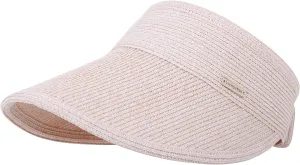 Livingston Sun Visors for Women Black Sun Hat Wide Brim Beach Hat UV Protection Straw Hat