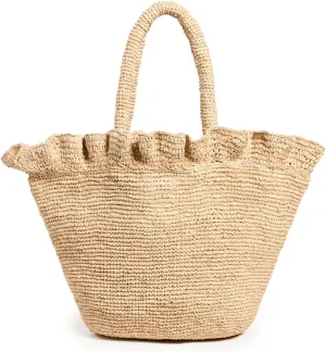 Loeffler Randall Women's Cyrus Raffia Woven Tote with Ruffle
