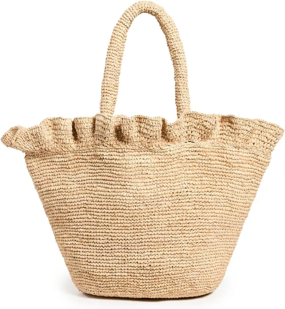 Loeffler Randall Women's Cyrus Raffia Woven Tote with Ruffle
