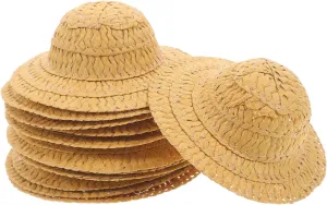 LOGOFUN 12pcs Miniature Woven Hats Simulated Mini Straw Hat Small Handcraft Top Hat Photo Props for DIY Crafts Dollhouse Doll Costume Accessories - 10CM