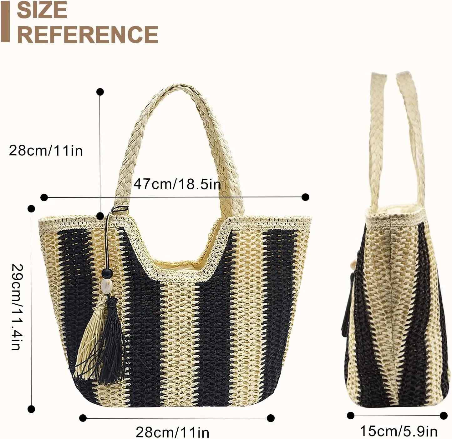 Long Keeper Women Straw Beach Bag Large Weave Tote Bags Summer Boho Shoulder Bag Woven Handbag for Travel Vacation Shopping