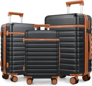 Luggage Sets 3 Piece, PC Hardside Carry on Suitcase with Spinner Wheel TSA Lock, Suitcase Set for Women Men