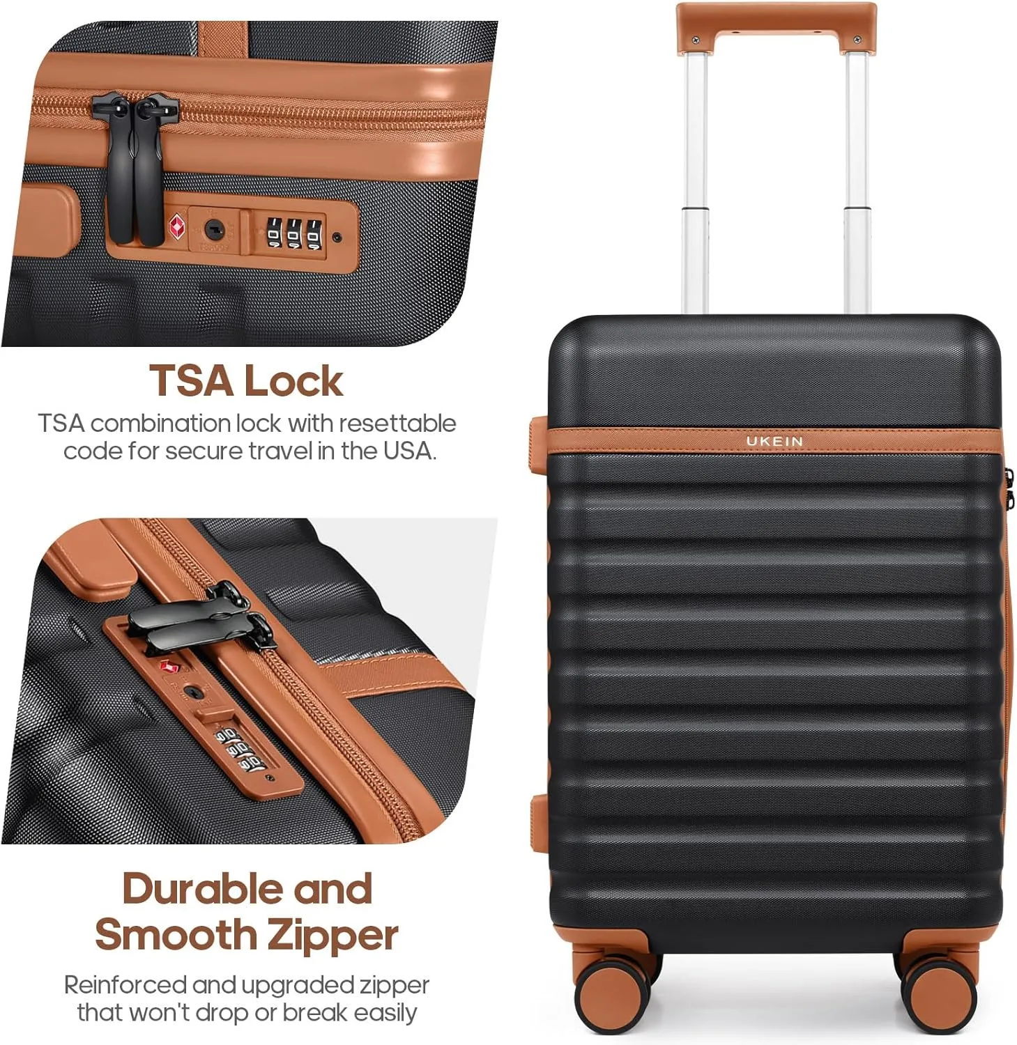 Luggage Sets 3 Piece, PC Hardside Carry on Suitcase with Spinner Wheel TSA Lock, Suitcase Set for Women Men