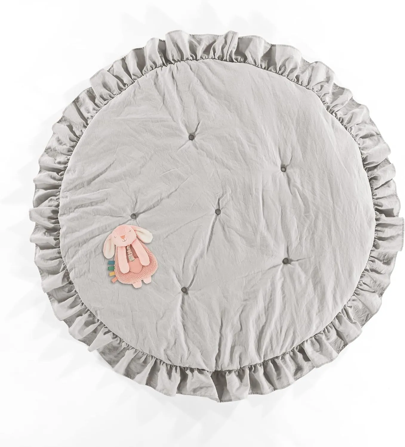 Lush Decor Baby Round Ruffle Play Mat, 36" Diameter, Gray