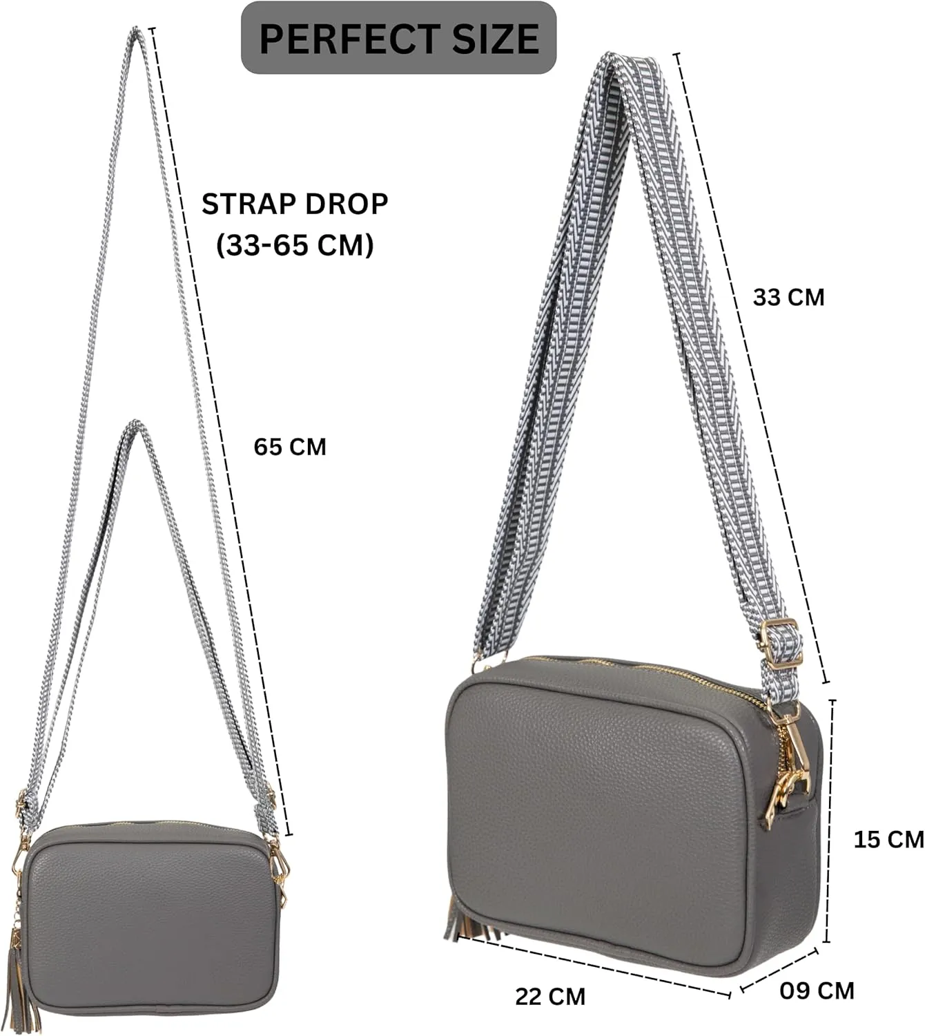 Mabel Crossbody Bag for Women Lightweight mall Shoulder Handbag Bag with Wide Adjustable Canvas Strap, Lightweight - Drew