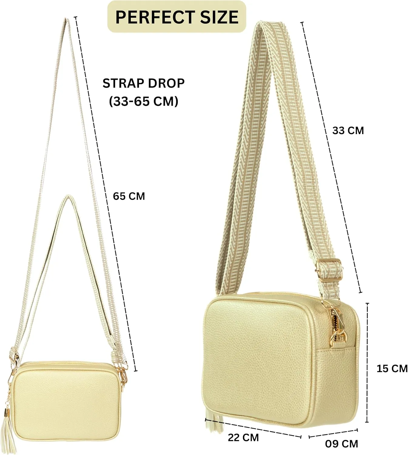 Mabel Crossbody Bag for Women Lightweight mall Shoulder Handbag Bag with Wide Adjustable Canvas Strap, Lightweight - Drew