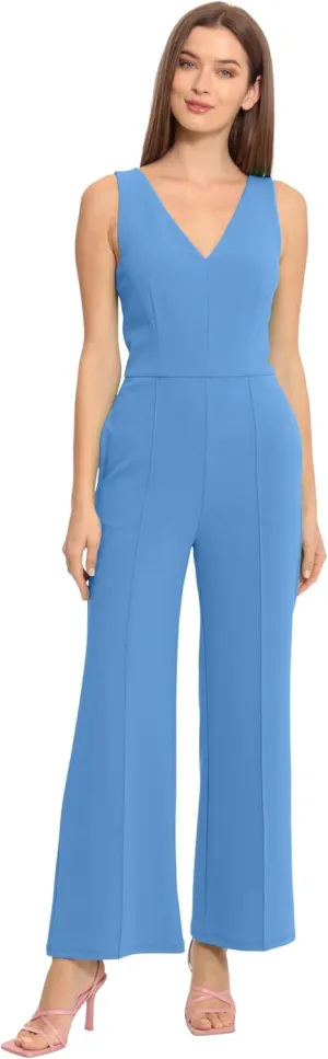 Maggy London womens Ruffle Detailed Crepe Jumpsuit, Sleeveless Detailed Crepe Jumpsuit