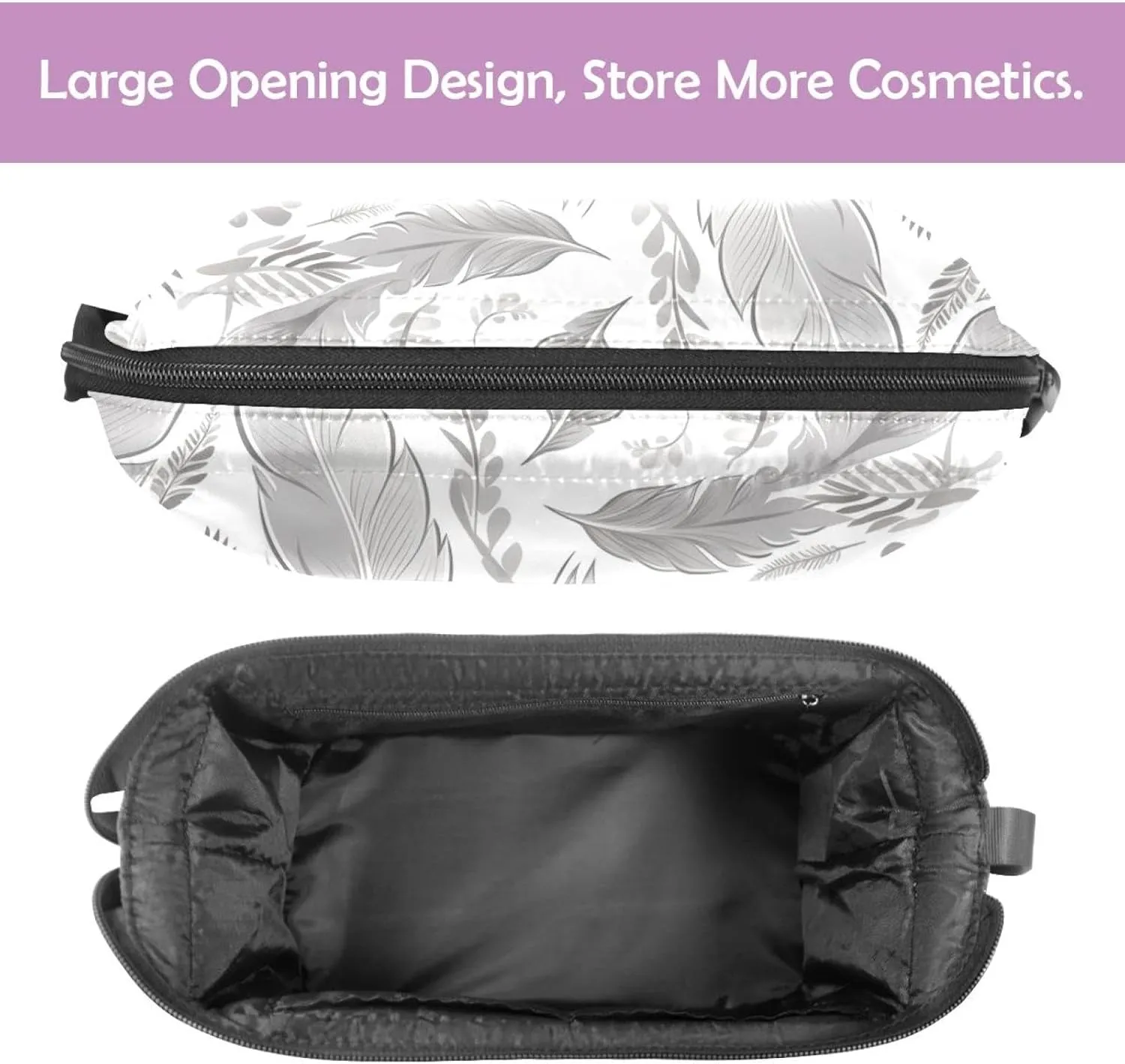 Makeup Bag Organizer,Cosmetic Bags for Women,Feather Plant Leaf Floral,Small Makeup Pouch