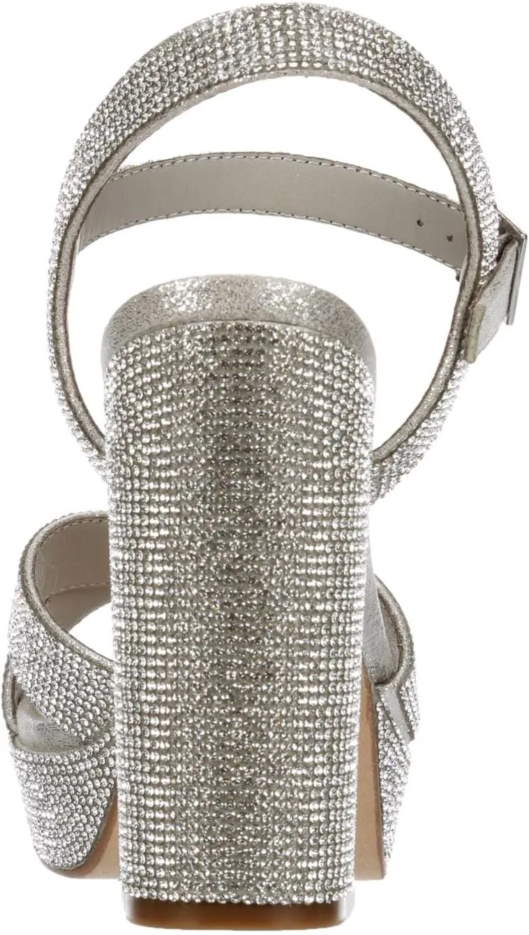 Maripe Leilani - Women's Open Toe Chunky High Heel Ankle Strap Rhinestone Platform Sandals