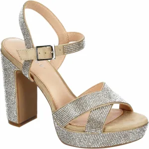 Maripe Leilani - Women's Open Toe Chunky High Heel Ankle Strap Rhinestone Platform Sandals