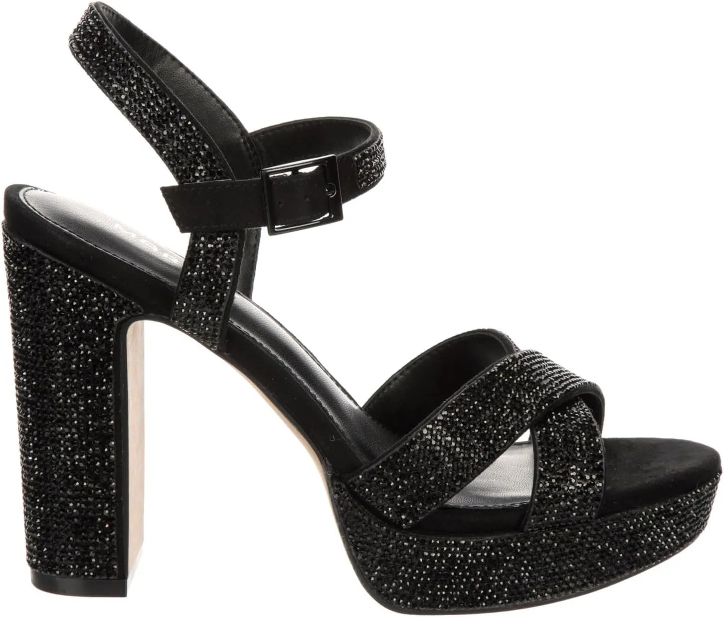 Maripe Leilani - Women's Open Toe Chunky High Heel Ankle Strap Rhinestone Platform Sandals