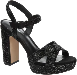 Maripe Leilani - Women's Open Toe Chunky High Heel Ankle Strap Rhinestone Platform Sandals