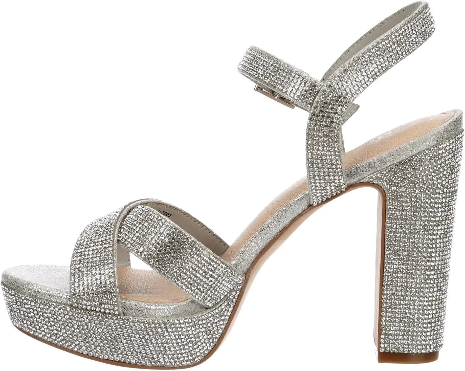Maripe Leilani - Women's Open Toe Chunky High Heel Ankle Strap Rhinestone Platform Sandals