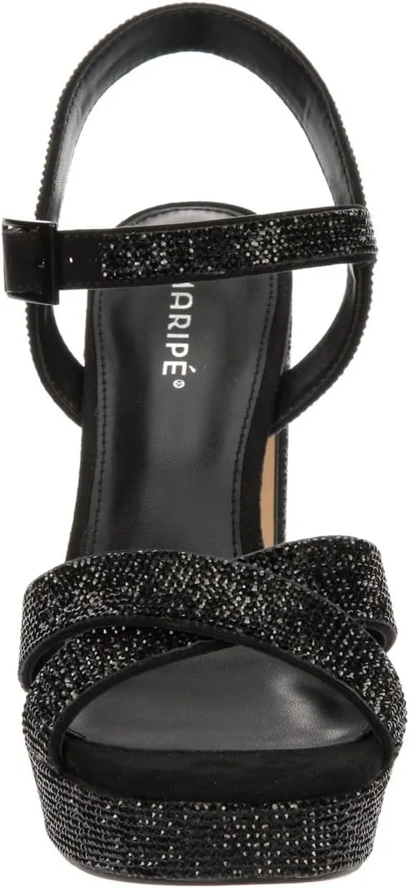 Maripe Leilani - Women's Open Toe Chunky High Heel Ankle Strap Rhinestone Platform Sandals