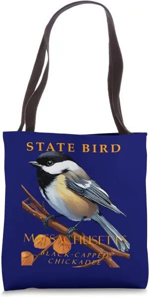 Massachusetts Territory Bird The Black-Capped Chickadee v2 Tote Bag