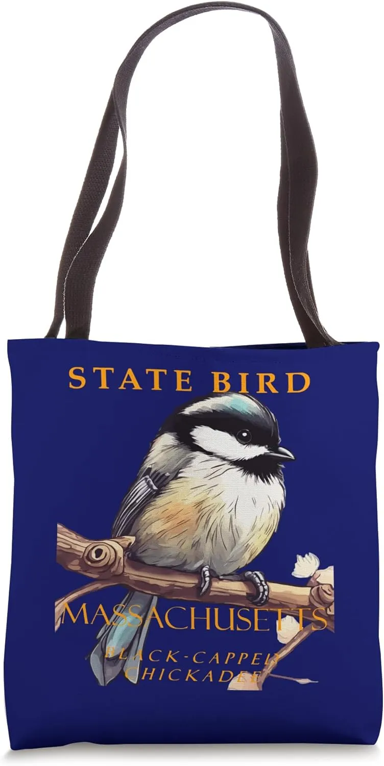 Massachusetts Territory Bird The Black-Capped Chickadee v3 Tote Bag