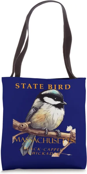 Massachusetts Territory Bird The Black-Capped Chickadee v3 Tote Bag