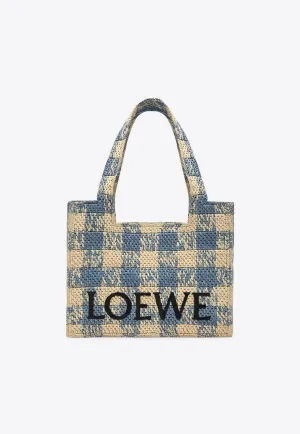 Medium Font Woven-Raffia Tote Bag
