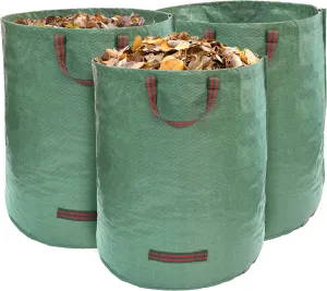 MEKKAPRO Big Gulp Lawn Bags, 3-Pack 72 gallons Heavy Duty Lawn and Leaf Bags with Reinforced Handles, Reusable Yard Waste Bags, Garden Waste Bag for Debris, Yard, Leaf Collector