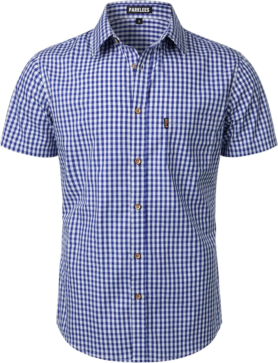 Men's Casual Plaid Button Down Shirt Cotton Short Sleeve Gingham Dress Shirts Regular Fit with Pocket
