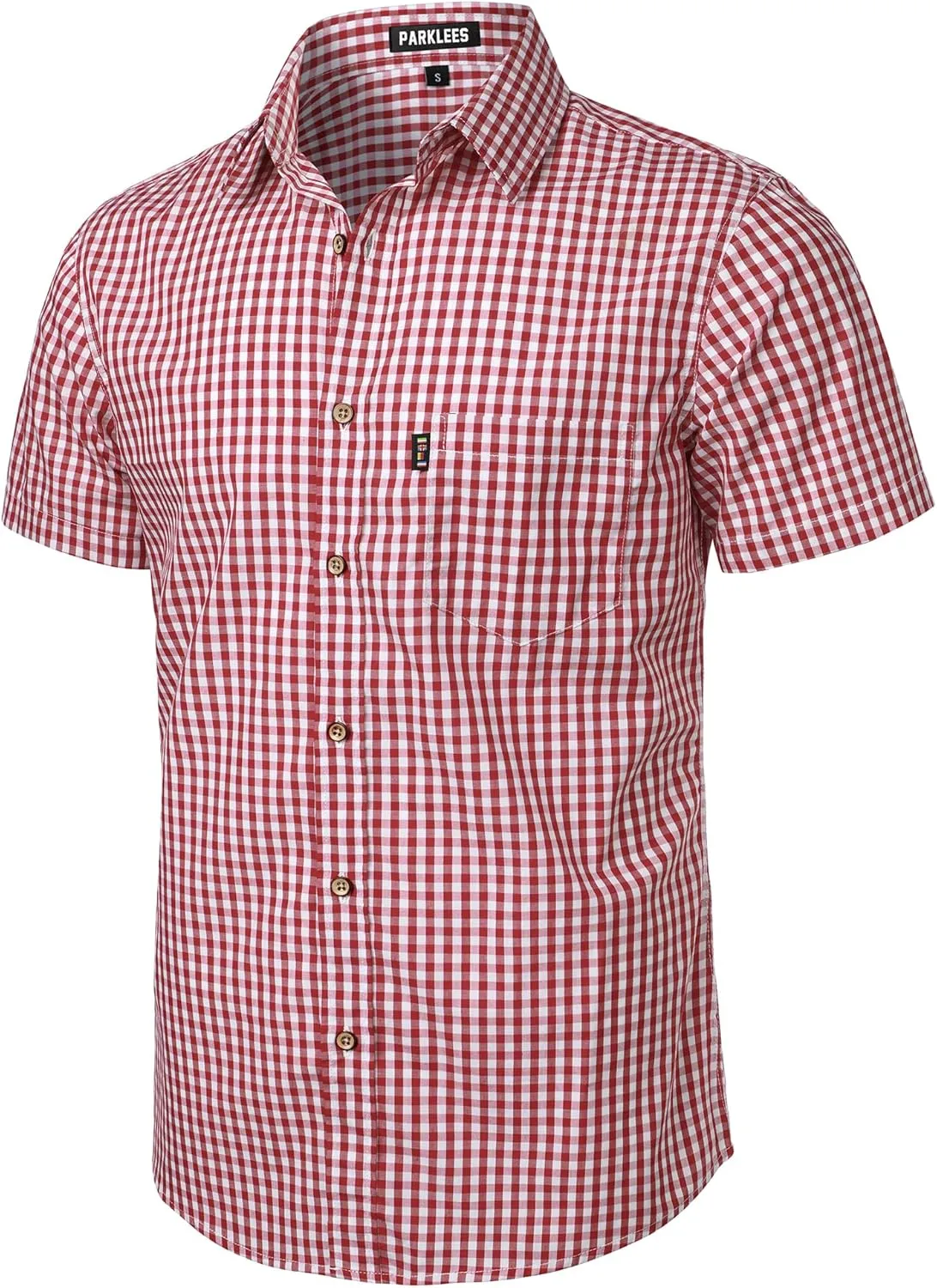 Men's Casual Plaid Button Down Shirt Cotton Short Sleeve Gingham Dress Shirts Regular Fit with Pocket