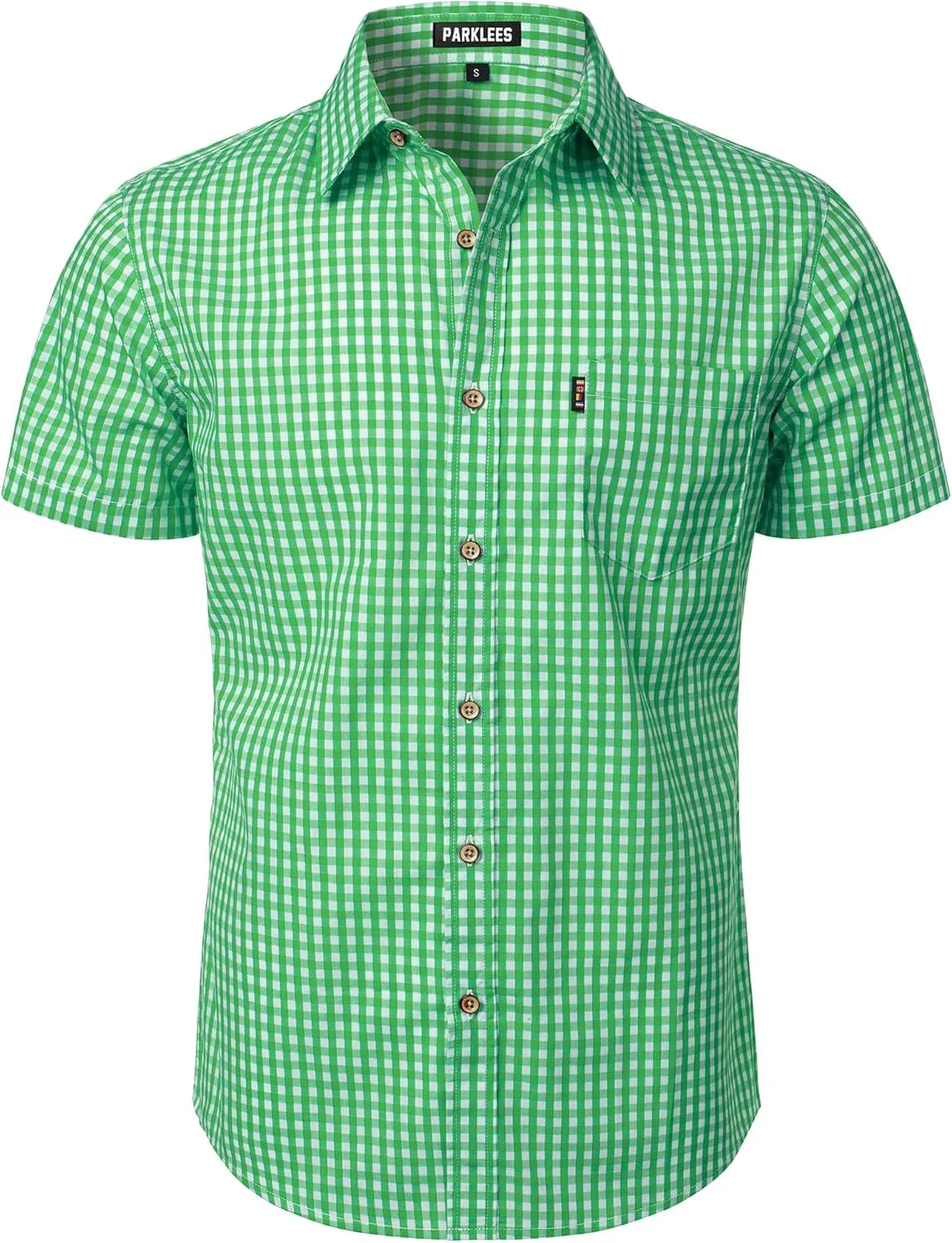 Men's Casual Plaid Button Down Shirt Cotton Short Sleeve Gingham Dress Shirts Regular Fit with Pocket