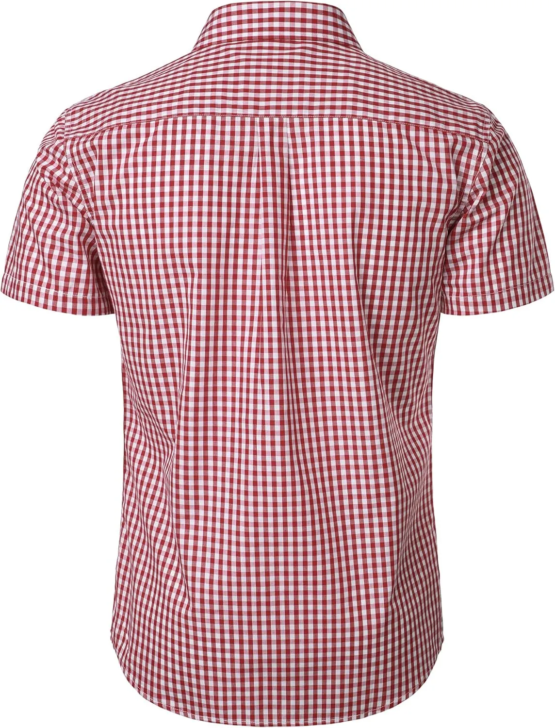 Men's Casual Plaid Button Down Shirt Cotton Short Sleeve Gingham Dress Shirts Regular Fit with Pocket