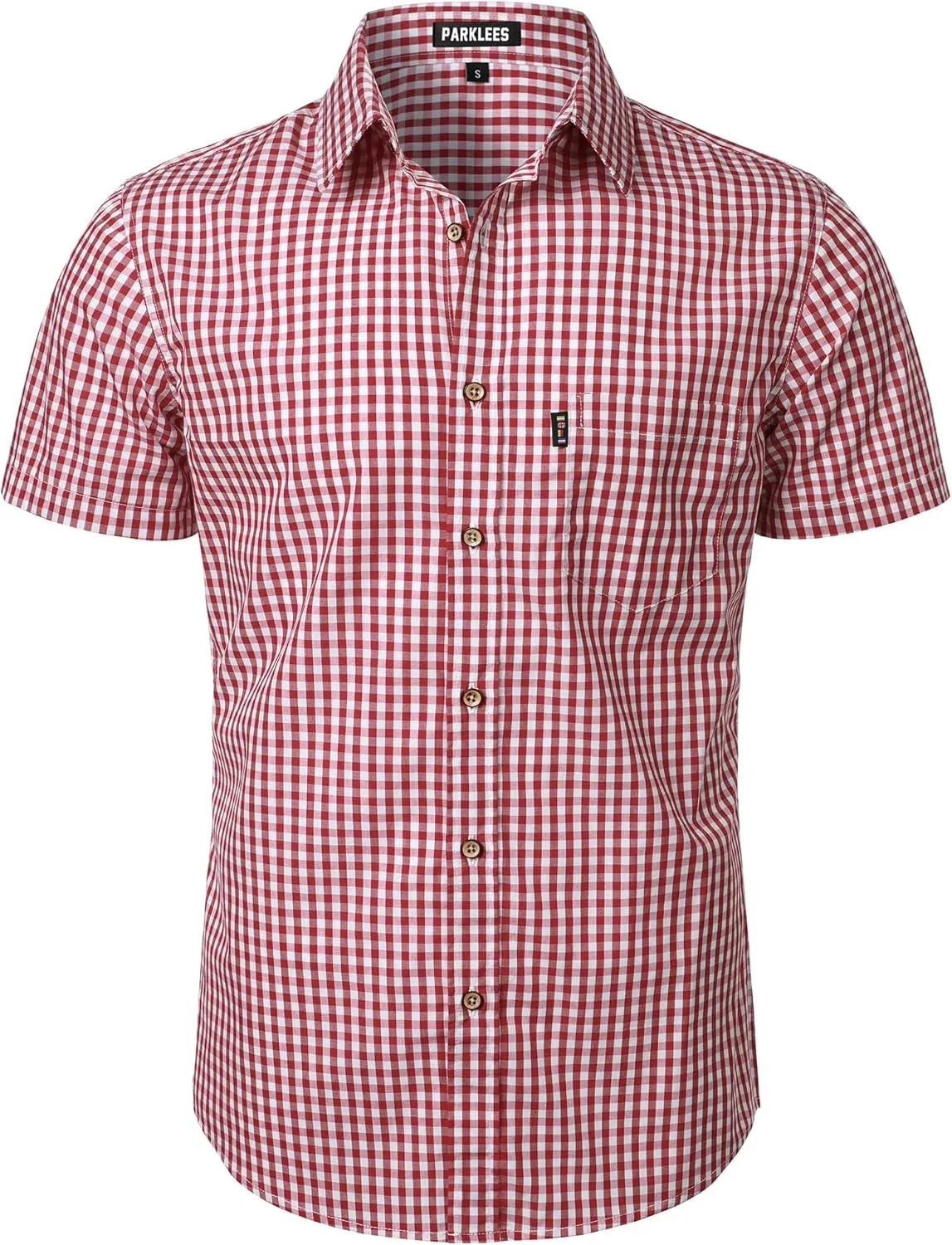 Men's Casual Plaid Button Down Shirt Cotton Short Sleeve Gingham Dress Shirts Regular Fit with Pocket