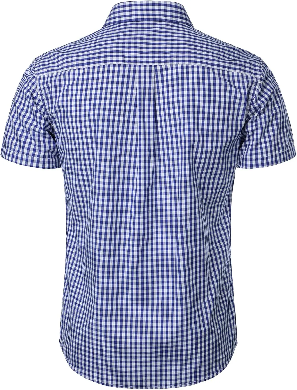 Men's Casual Plaid Button Down Shirt Cotton Short Sleeve Gingham Dress Shirts Regular Fit with Pocket