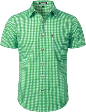 Men's Casual Plaid Button Down Shirt Cotton Short Sleeve Gingham Dress Shirts Regular Fit with Pocket