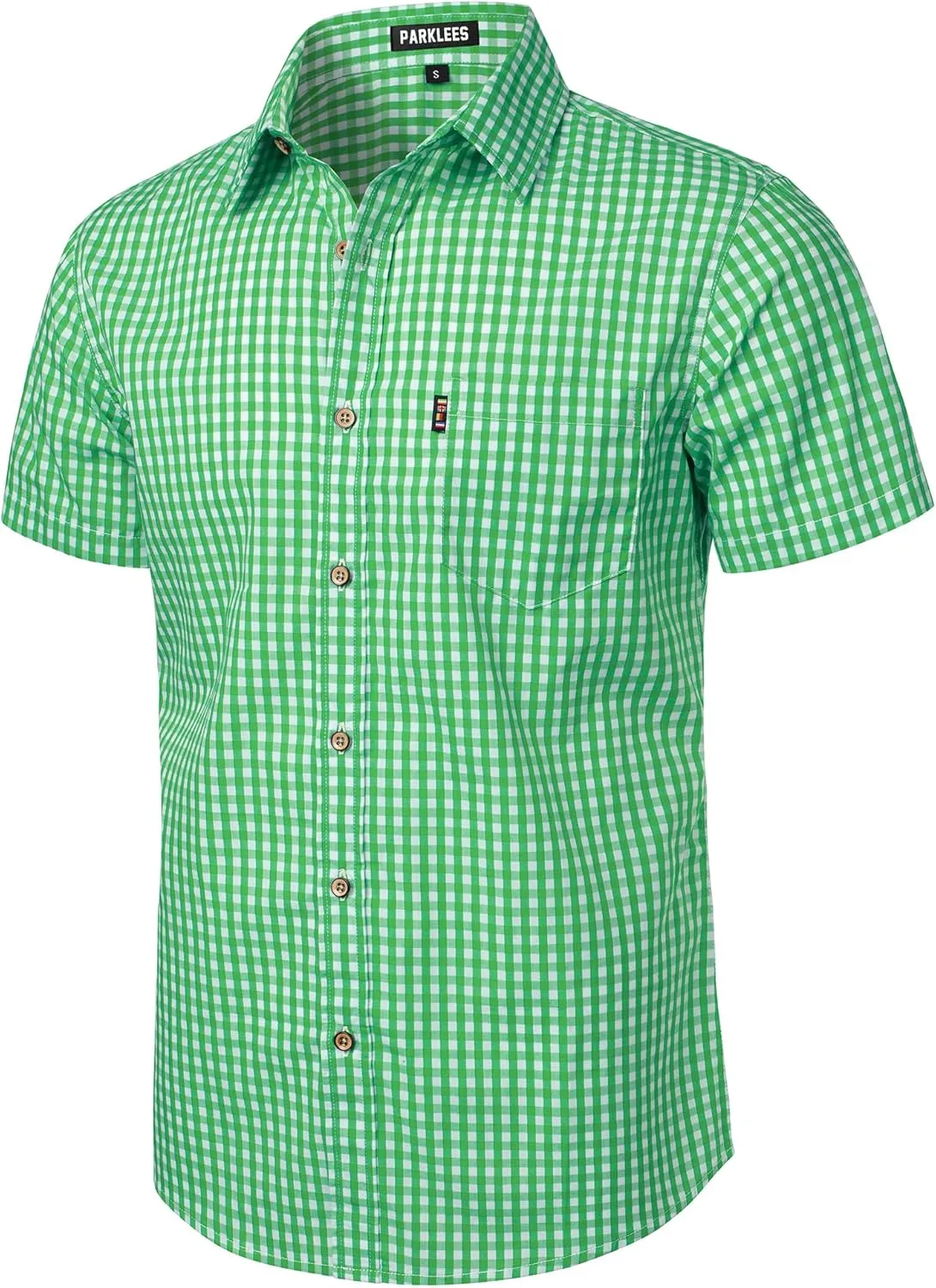 Men's Casual Plaid Button Down Shirt Cotton Short Sleeve Gingham Dress Shirts Regular Fit with Pocket