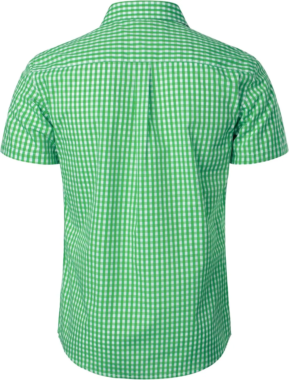 Men's Casual Plaid Button Down Shirt Cotton Short Sleeve Gingham Dress Shirts Regular Fit with Pocket