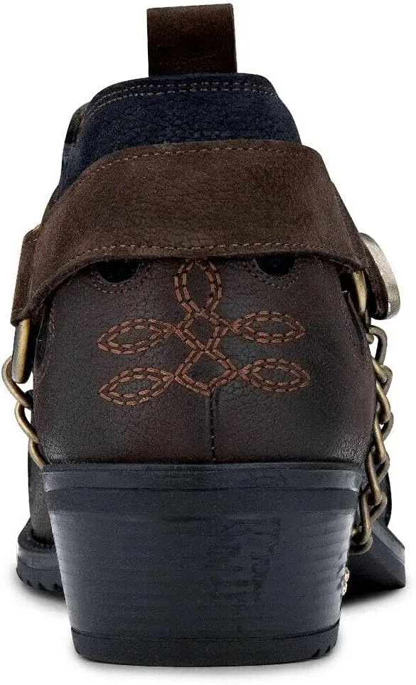 Men's Real Leather Western Shoes Cuban Metal Chain Cowboy Winklepickers