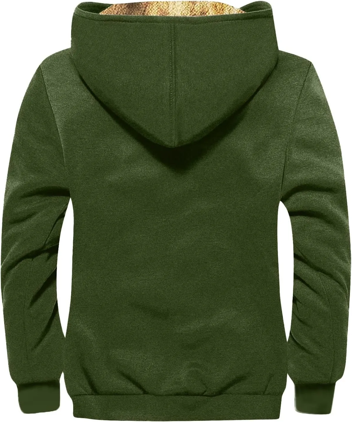 Mens Vintage Fleece Jacket Sherpa Lined Winter Coats Parka Warm Over Outerwear Windproof Casual Hoodies with Pocket