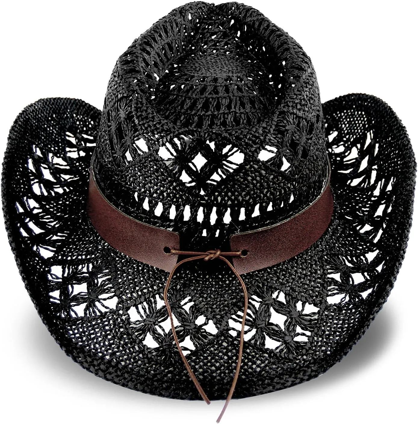 Men's Women's Straw Cowboy Hat Cowgirl Woven Sun Hat Western Cowboy Hat Two Decorative Bands