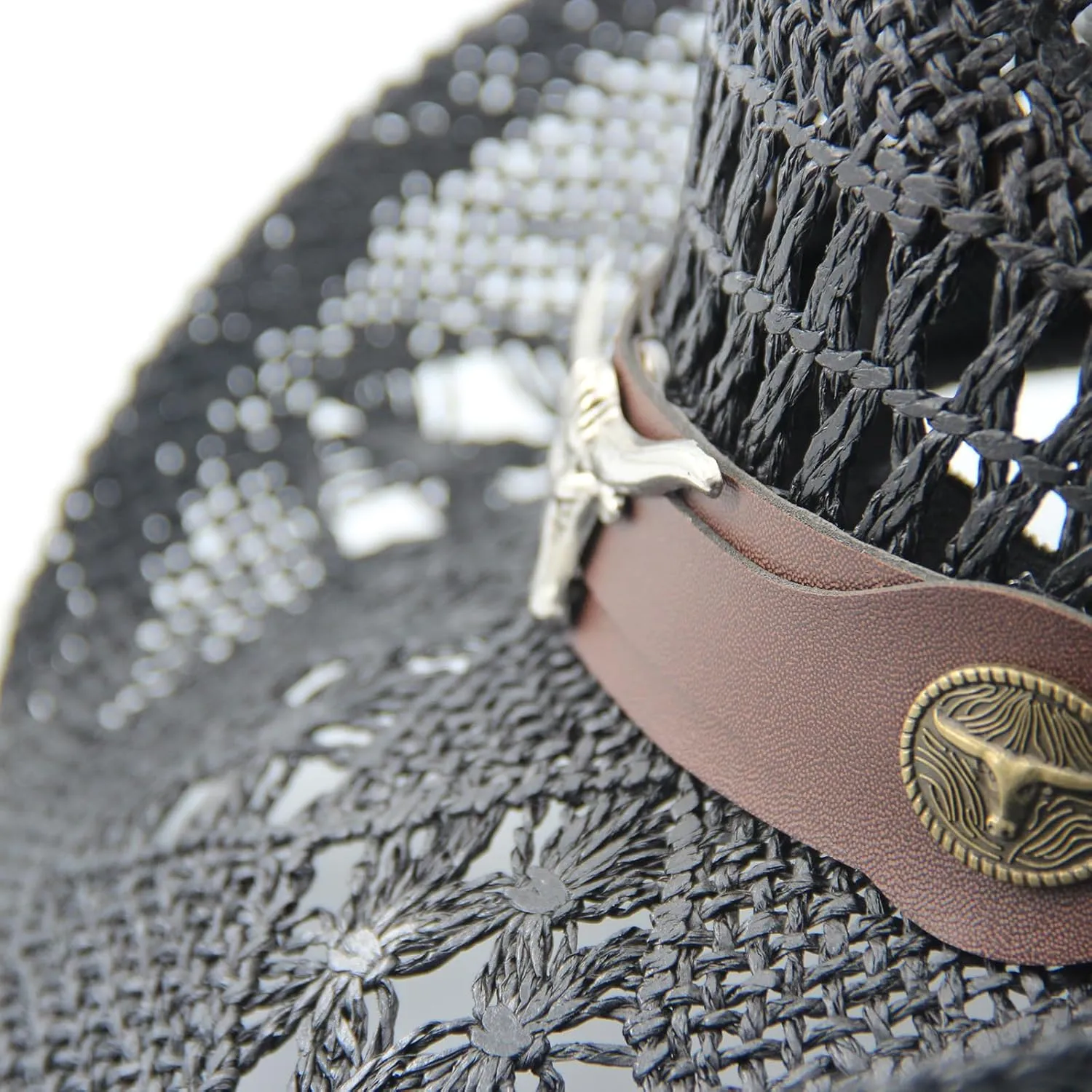 Men's Women's Straw Cowboy Hat Cowgirl Woven Sun Hat Western Cowboy Hat Two Decorative Bands
