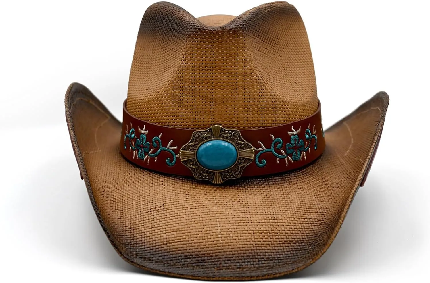 Men's Women's Straw Cowboy Hat Cowgirl Woven Sun Hat Western Cowboy Hat Two Decorative Bands