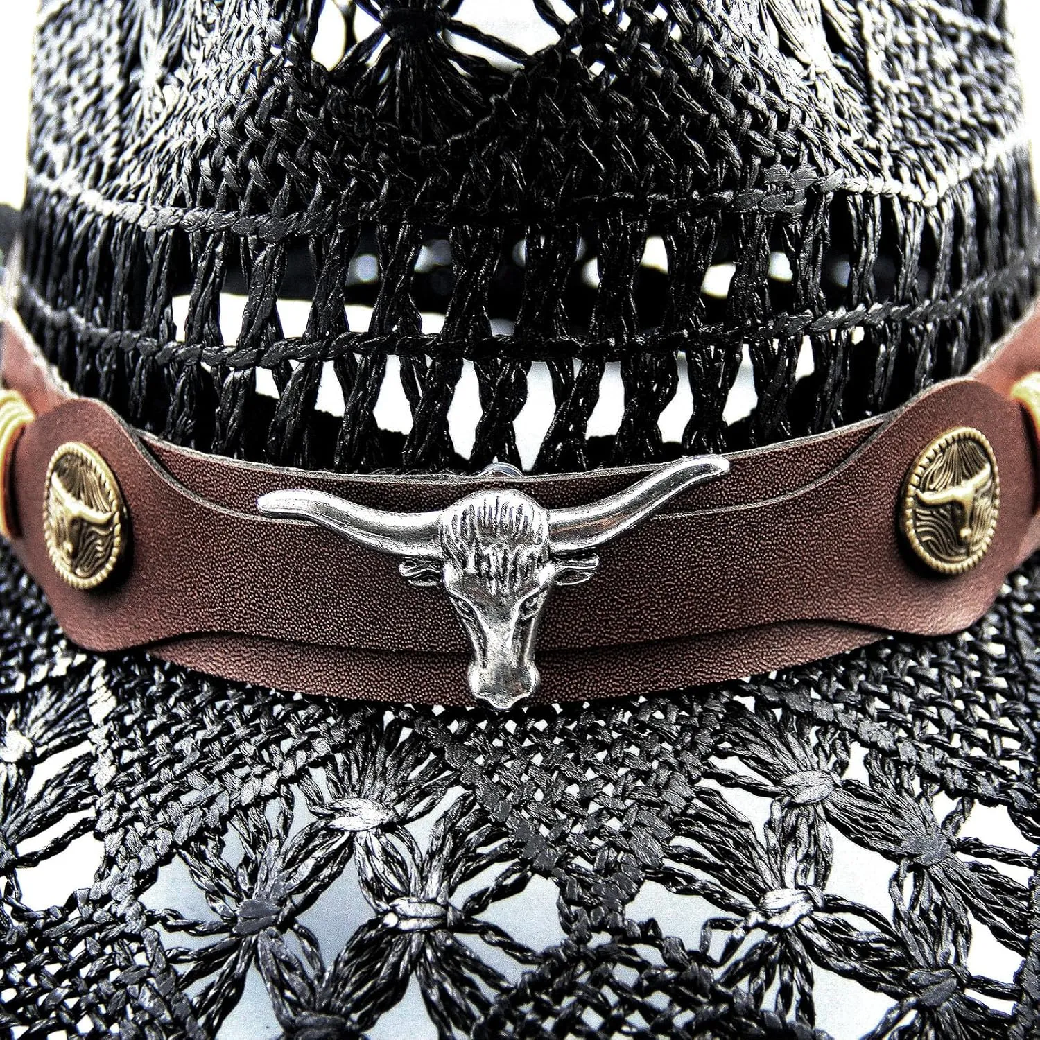 Men's Women's Straw Cowboy Hat Cowgirl Woven Sun Hat Western Cowboy Hat Two Decorative Bands