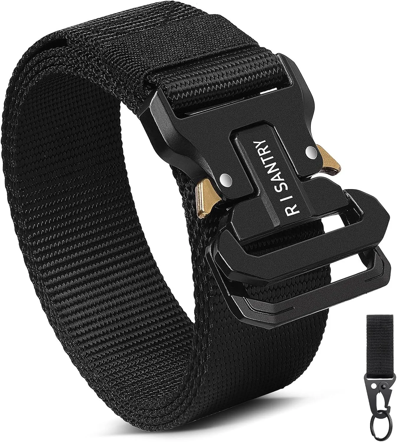 Men's Woven Nylon Tactical Belt Heavy Duty Black Work Belt Tactical Design Quick Release Buckle