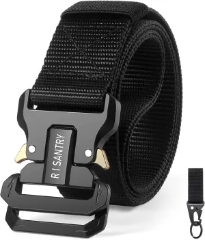 Men's Woven Nylon Tactical Belt Heavy Duty Black Work Belt Tactical Design Quick Release Buckle