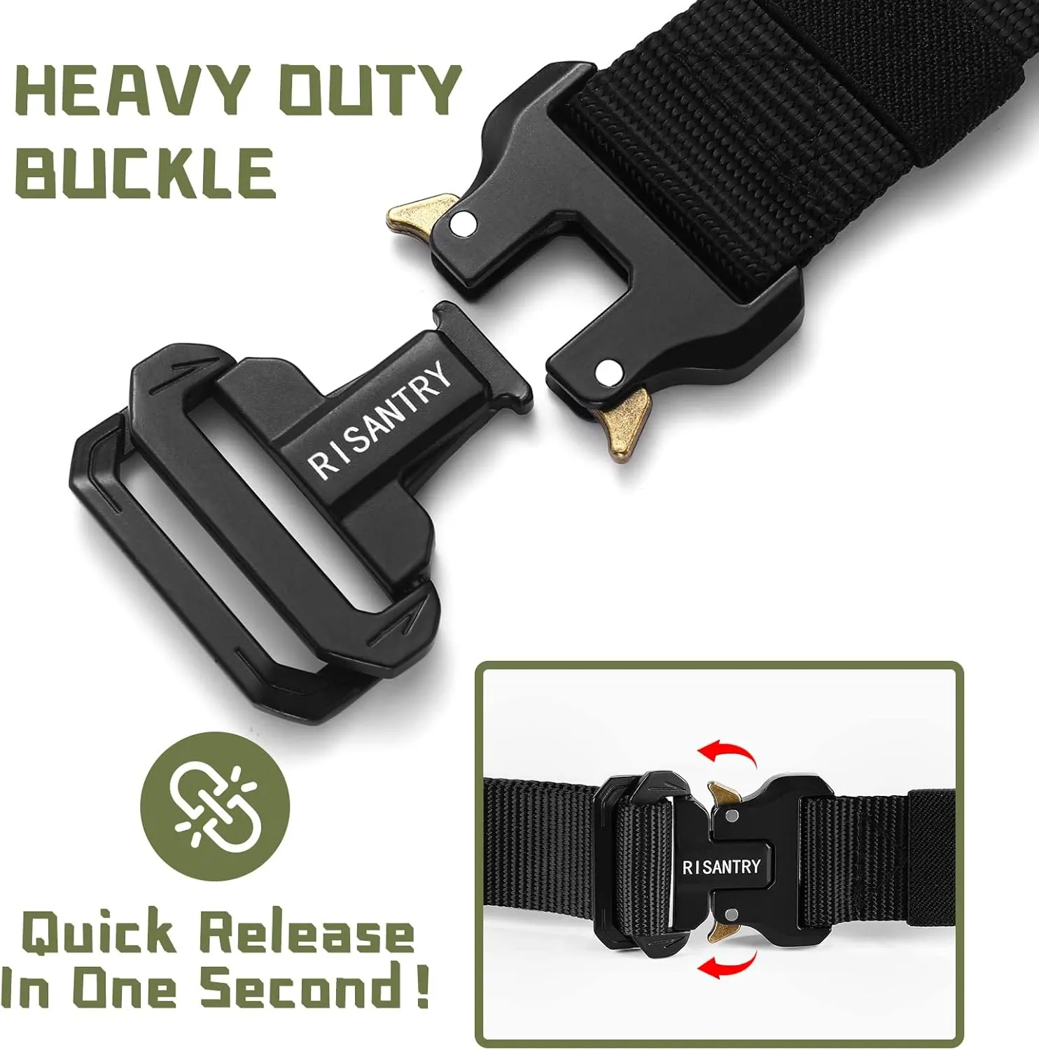 Men's Woven Nylon Tactical Belt Heavy Duty Black Work Belt Tactical Design Quick Release Buckle
