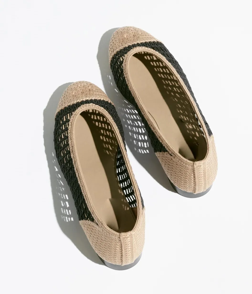 Mesh Raffia Ballet Flats Shoes for Women Mary Jane Flat Woven Round Cap Toe Dress Casual Comfortable Ballerina