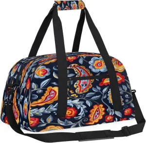 Mexican Feather Kids Overnighter Duffel Bags for Boys, Carry-On Size Sports Gym Bag with Front Zipper Pocket for School Practice or Overnight Travel Weekender Sleepover Tote Bag
