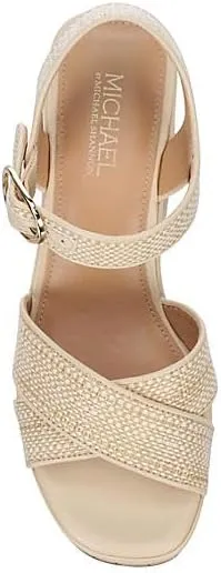 Michael By Michael Shannon Liana - Women's Open Square Toe Raffia Cork Wedge Sandals