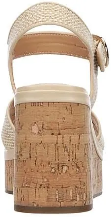 Michael By Michael Shannon Liana - Women's Open Square Toe Raffia Cork Wedge Sandals